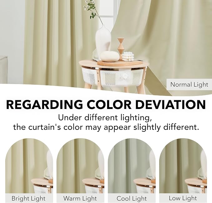 Deconovo Blackout Curtains, Thermal Insulated, W52 x L54 2 Panels, Back Tab - Image 4