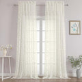 Chyhomenyc Extra Long Ivory Sheer Curtains 108 Inch Length 2 Panels Set by Chyhomenyc