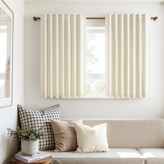 Topfinel 45 Inches Long Linen Blackout Curtains Tiers - Image 7