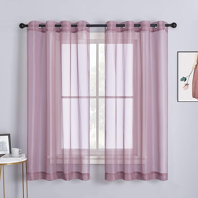 NICETOWN Bedroom Sheer Curtains 63 inch Length by NICETOWN