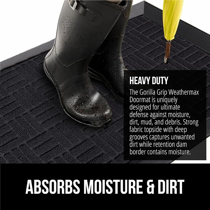 GORILLA GRIP 100% Waterproof All-Season WeatherMAX Doormat US Designed Natural - Image 5