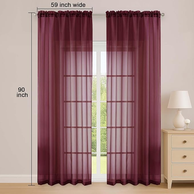 OWENIE Sheer Curtains 2 Panels Set - Image 2