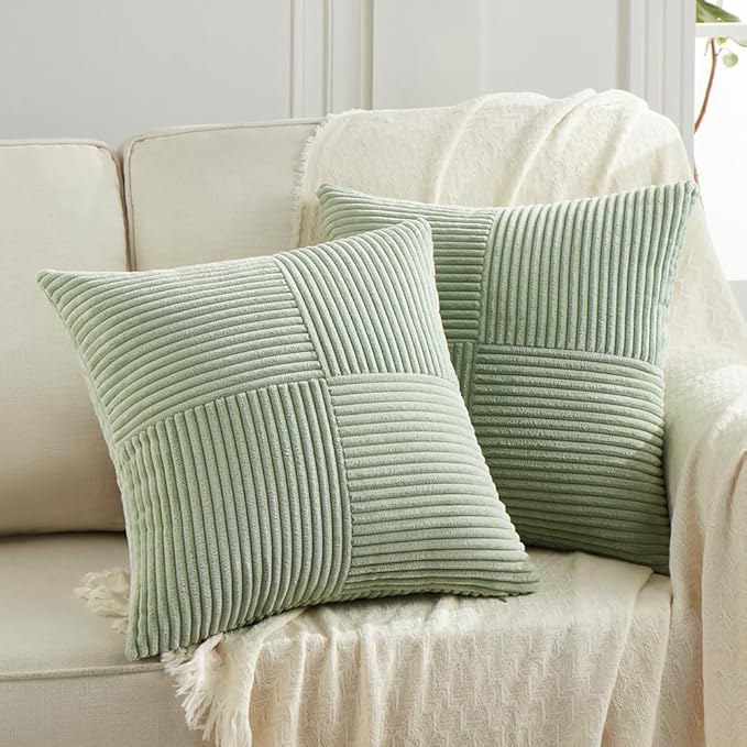 Fancy Homi 2 Packs Sage Green Euro Decorative Throw Pillow Covers 28x28 Inch by Fancy+Homi