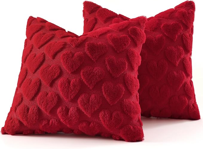 decorUhome Valentine’s Day Soft Plush Throw Pillow Covers 20x20 Inch Set of 2 - Image 5