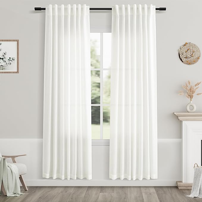 Nanspring Ivory Curtains 80 Inches Length by Nanspring