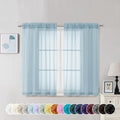 Chyhomenyc Sky Blue Sheer Curtains 45 Inch Long 2 Panels, Light Filtering Rod by Chyhomenyc