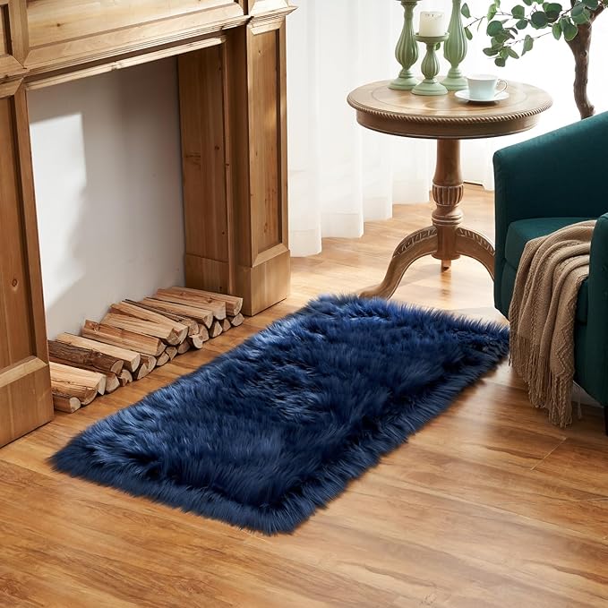 EasyJoy Ultra Soft Fluffy Shaggy Area Rug Faux Fur Rug Chair Cover Seat Pad by EasyJoy