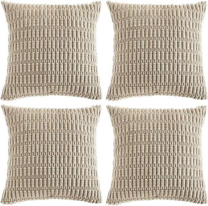 Fancy Homi 4 Packs Taupe Decorative Throw Pillow Covers 26x26 Inch by Fancy+Homi