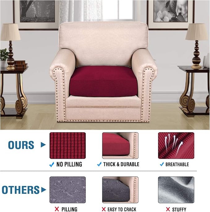 H.VERSAILTEX High Stretch Individual Seat Cushion Covers Sofa Slipcovers Couch - Image 3