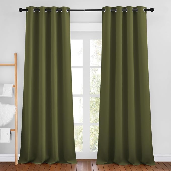 NICETOWN Olive Curtains 96 inches Long, Grommet Thermal Insulated Room by NICETOWN