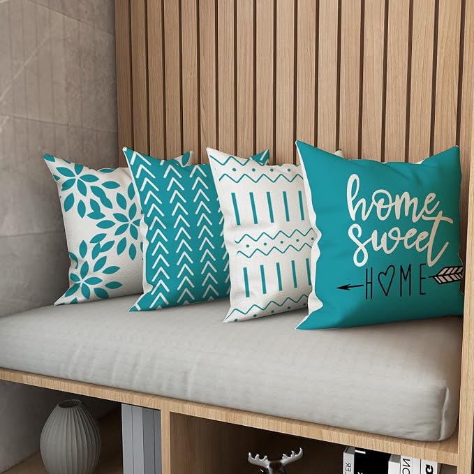 YCOLL Pillow Covers 16x16 Set of 4, Modern Sofa Throw Pillow Cover, Decorative - Image 5