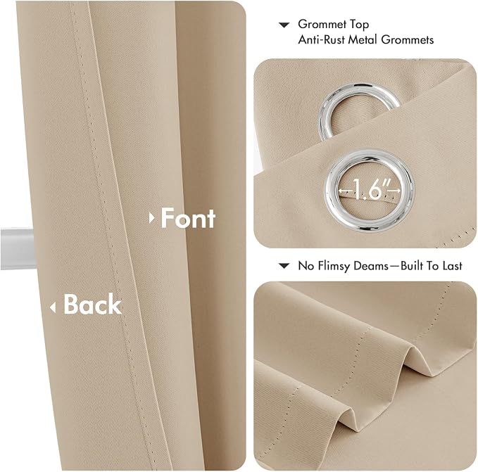 MIULEE Blackout Curtains for Bedroom 2 Panel 40x54 Inch Long Biscotti Beige | - Image 4