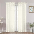 Chyhomenyc Ivory Sheer Curtains 72 Inches Long 2 Panels Set, Light Filtering by Chyhomenyc