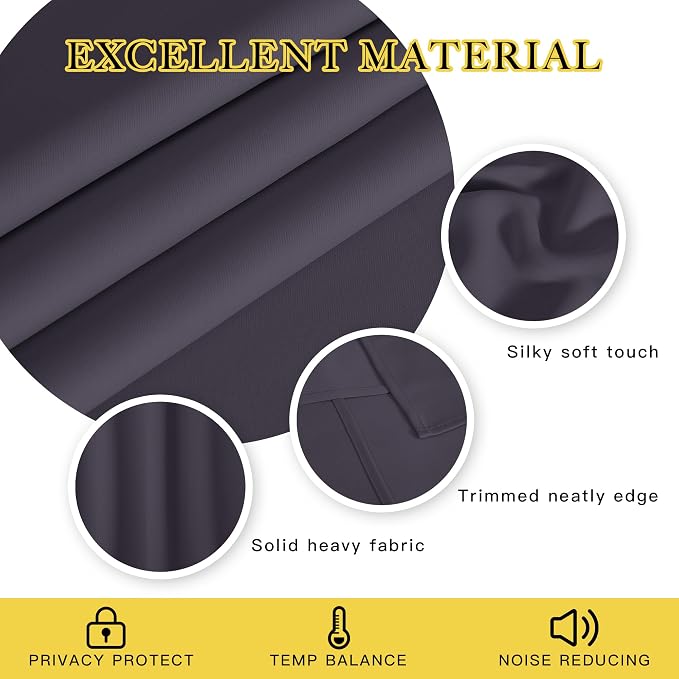 NICETOWN Greyish Purple Blackout Curtains - Image 2