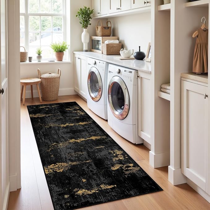 Washable Area Rugs 2'x8' Non-Slip Modern Abstract Soft - Image 4