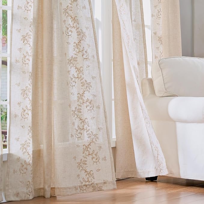 jinchan Evelyn Embroidered Linen Curtains - Image 4