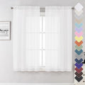 Lecloud White Sheer Curtains 63 Inch Length 2 Panels Set, Elegant Voile White by Lecloud