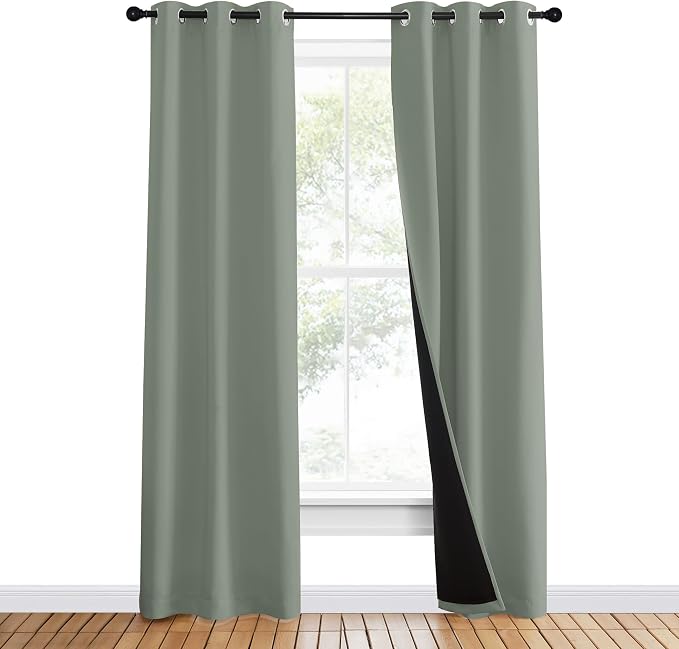 NICETOWN 100% Blackout Window Curtain Panels, Heat and Full Light Blocking - Image 2
