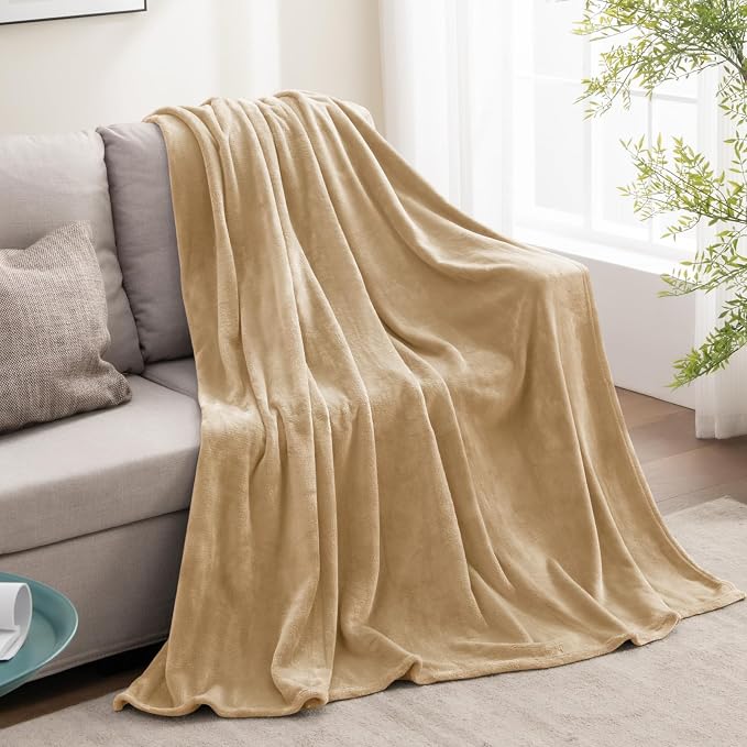 BEDELITE Fleece Blanket Twin Size Light Camel Throw Blankets - Image 6