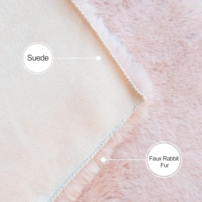 ORINOVA Shag Rug 6x9 Area Rugs for Living Room Pink Fuzzy Washable Faux Rabbit - Image 6