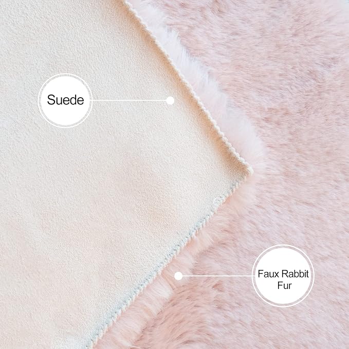 ORINOVA Pink Fuzzy Faux Washable Fluffy Fur Area Rugs - Image 5