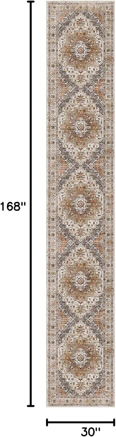 Madane Hallway Runner Rug 2'6''x14', Non Slip Vintage Runners - Image 2