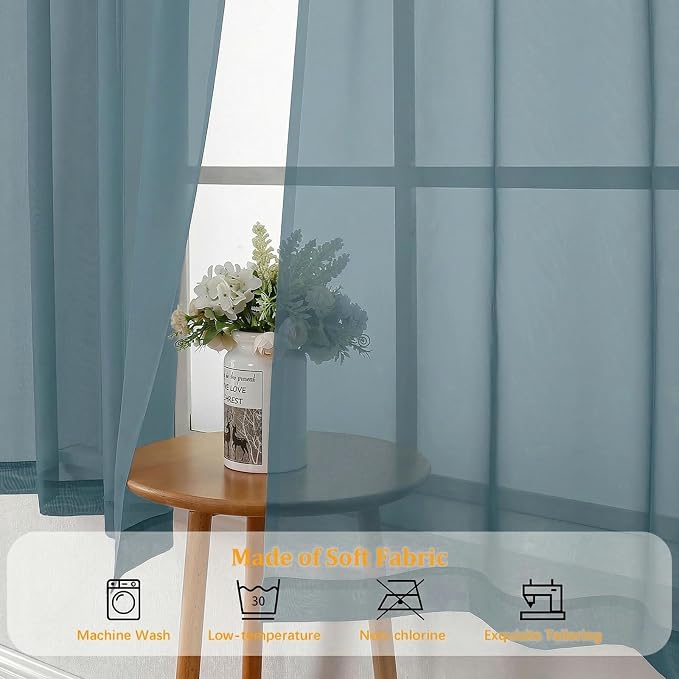 Gwine Short Kitchen Sheer Curtains 36 Inch Length - Image 8