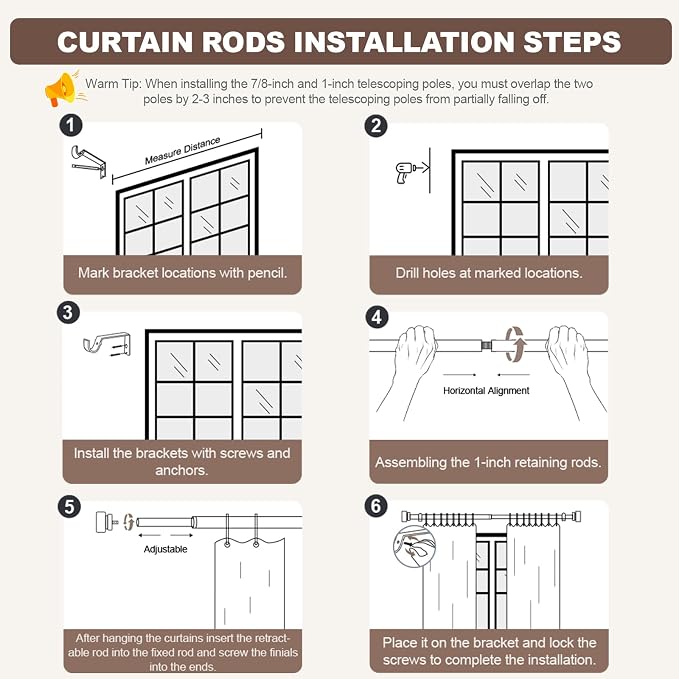 Lootkell 2 Pack Modern Gold Curtain Rods - Image 9