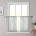 Kitchen Curtains 24 Inch Length Tier 2 Pieces, Light Grey Sheer Curtain Solid by WelvetBLK