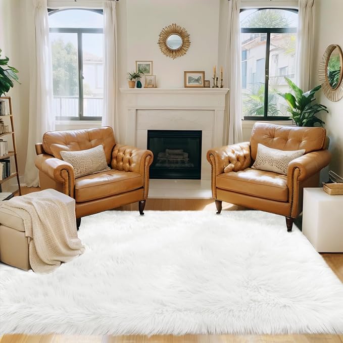 CIICOOL Faux Fur Rug White Fluffy Area Rugs - Image 2
