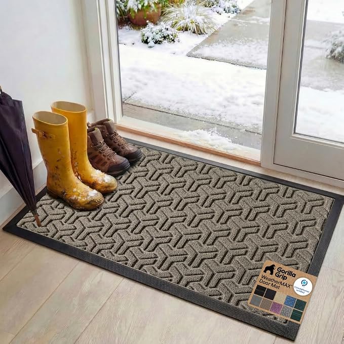 GORILLA GRIP 100% Waterproof All-Season WeatherMAX Doormat, US Designed Natural by GorillaGrip