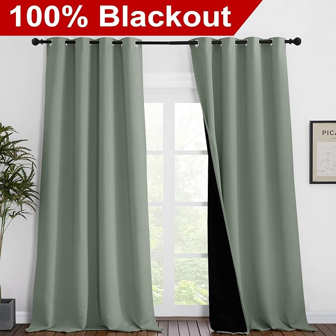 NICETOWN Full Shading Curtains 96 inches Long 2 Panels Set - Image 2