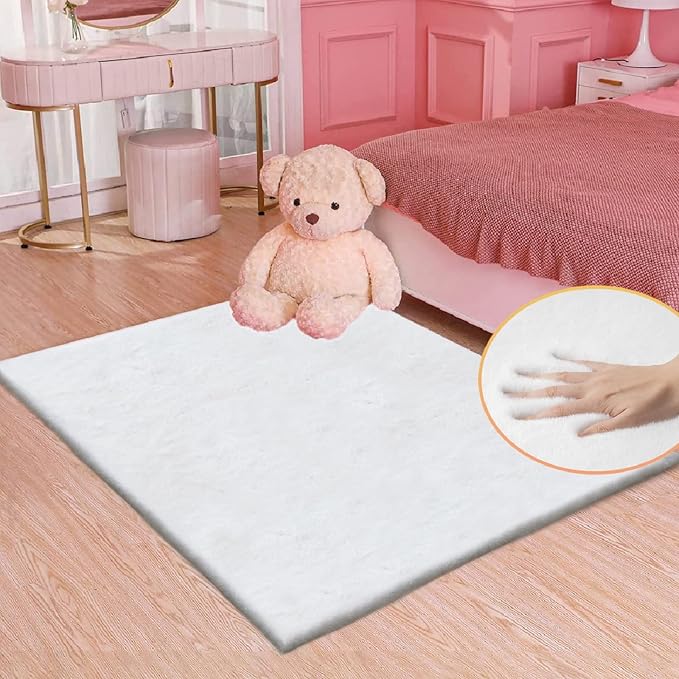 ORINOVA White Shaggy Bunny Fur Rugs by ORINOVA