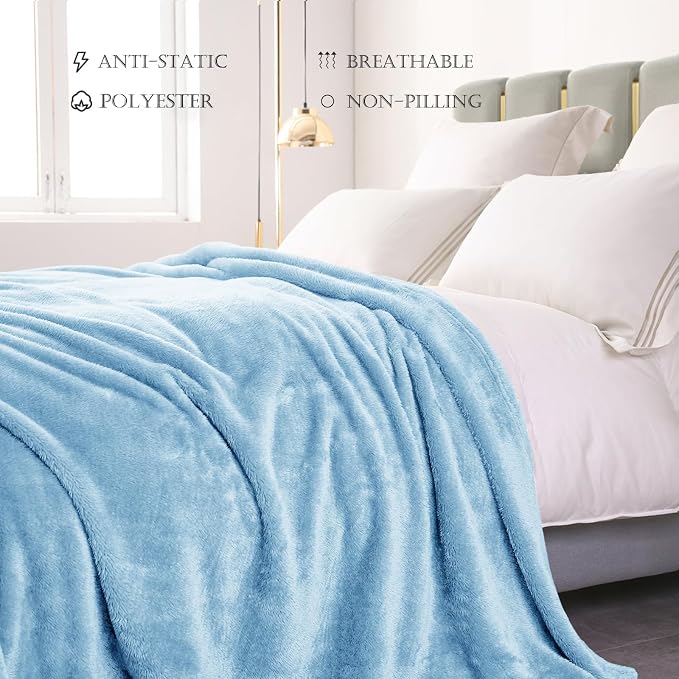 Exclusivo Mezcla Plush Fuzzy Fleece Bed Blanket Queen Size, Super Soft - Image 4