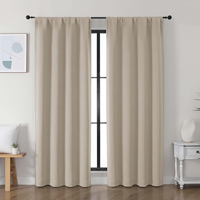 Simplebrand Ava Biscotti Beige Blackout Curtains by Simplebrand