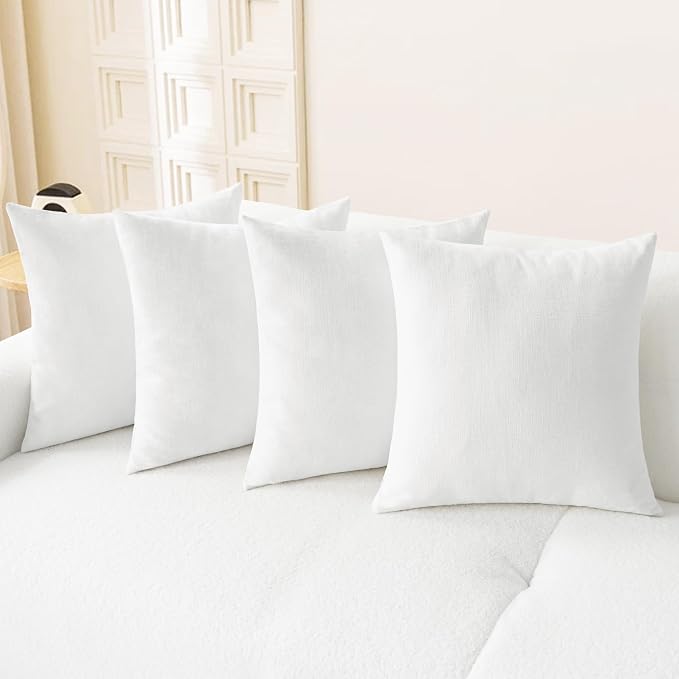 CaliTime Throw Pillow Covers Decorative 18 X 18 Inches Pack of 4 Cozy Chenille by CaliTime