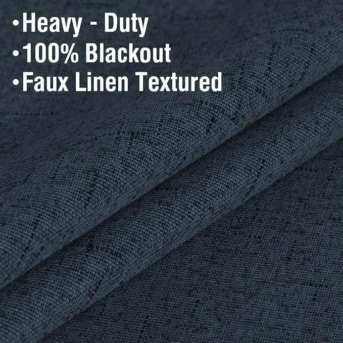 H.VERSAILTEX Linen Blackout Curtains 45 Inches Long 100% Absolutely Blackout - Image 4