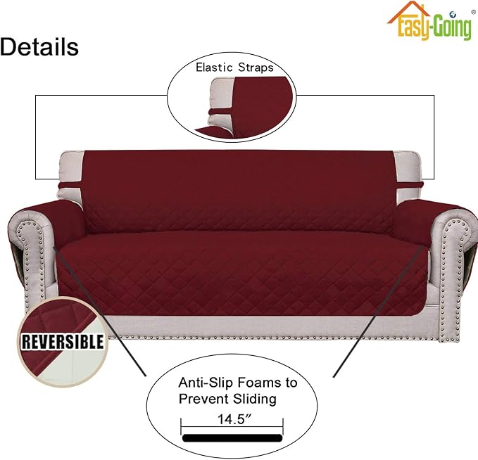 Easy-Going 4 Seater Sofa Slipcover Reversible Sofa Cover Water Resistant Couch - Image 3