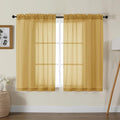 Gwine Gold Sheer Curtains for Living Room 45 inches Long, Short Voile Light by Gwine