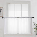 OWENIE White Short Sheer Curtains 24 Inches Long 2 Panels Set by OWENIE