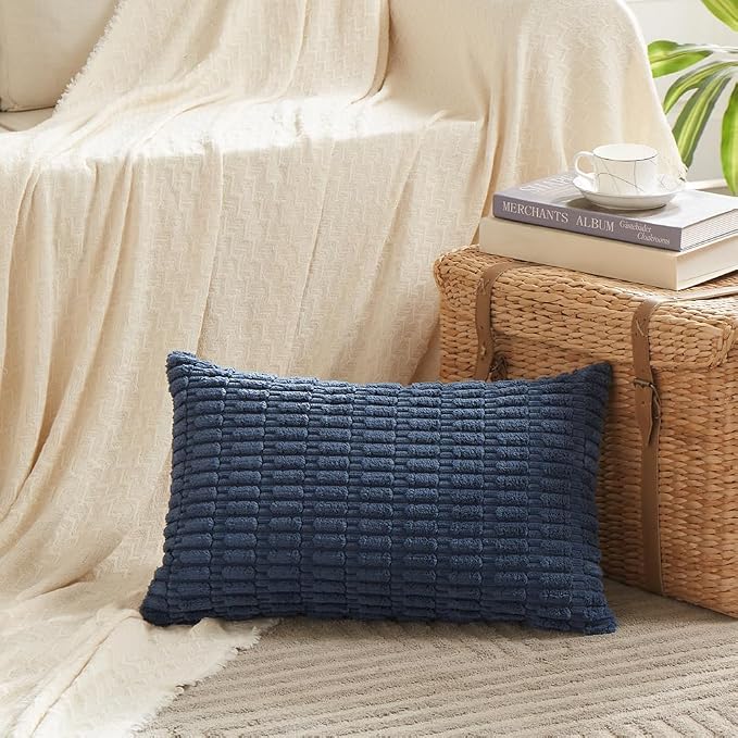 Fancy Homi 4 Packs Dusty Blue Decorative Throw Pillow Covers 14x24 Inch - Image 2