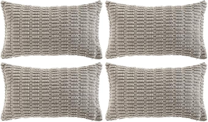 Fancy Homi 4 Packs Grey Decorative Throw Pillow Covers 12x24 Inch by Fancy+Homi