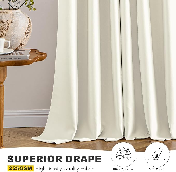 MIULEE Blackout Curtains for Bedroom 2 Panels 40 x 84 Inch Long Cream | Thermal - Image 5