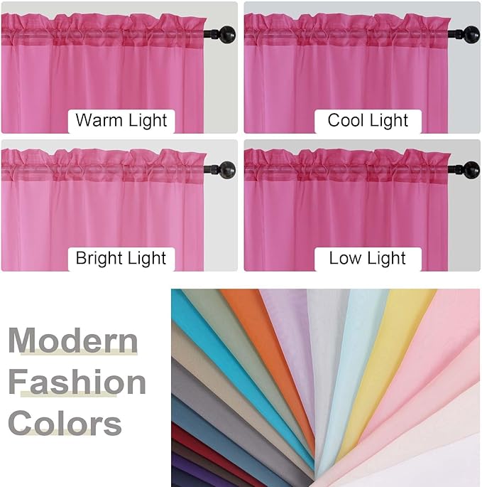 Cafe Curtains 36 Inch Length Tier 2 Pieces, Modern Soft Airy Sheer Kitchen - Image 5