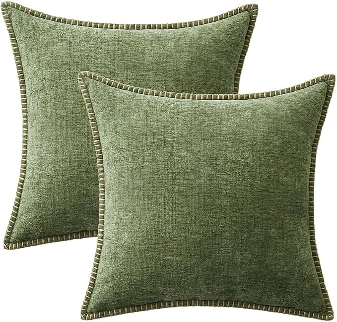 MIULEE Pack of 2 Couch Throw Pillow Covers 20x20 Inch Sage Green Farmhouse - Image 6