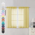 OVZME Mustard Yellow Sheer Curtains 45 Inches Long 2 Panels, Light Filtering by OVZME