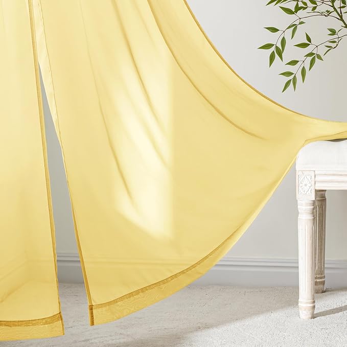 MIULEE Yellow Sheer Curtains 72 Inches Long 4 Panels 42 x 72 Inches | Light - Image 6