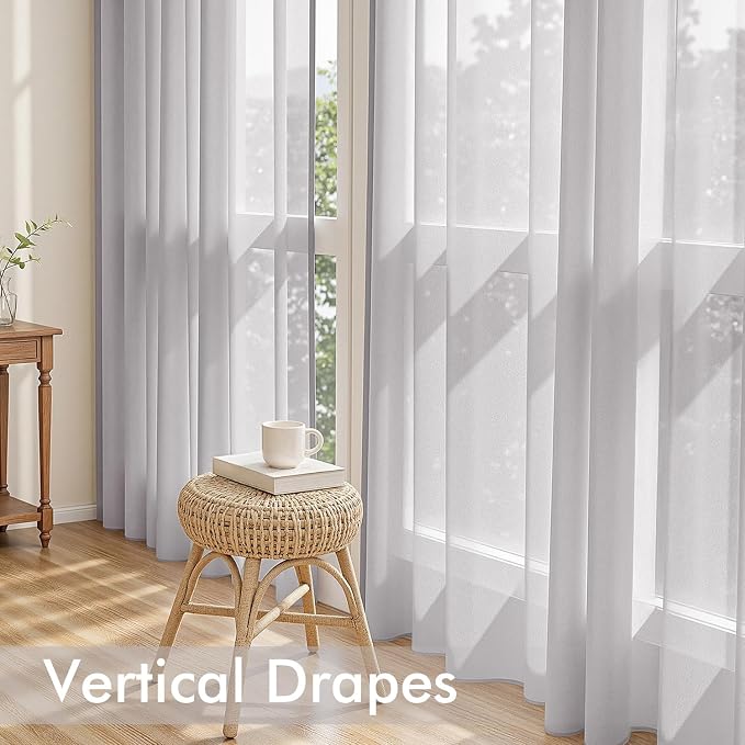 MIULEE Greyish Lilac Sheer Curtains 72 Inches Long, 4 Panels Set, Rod Pocket - Image 5
