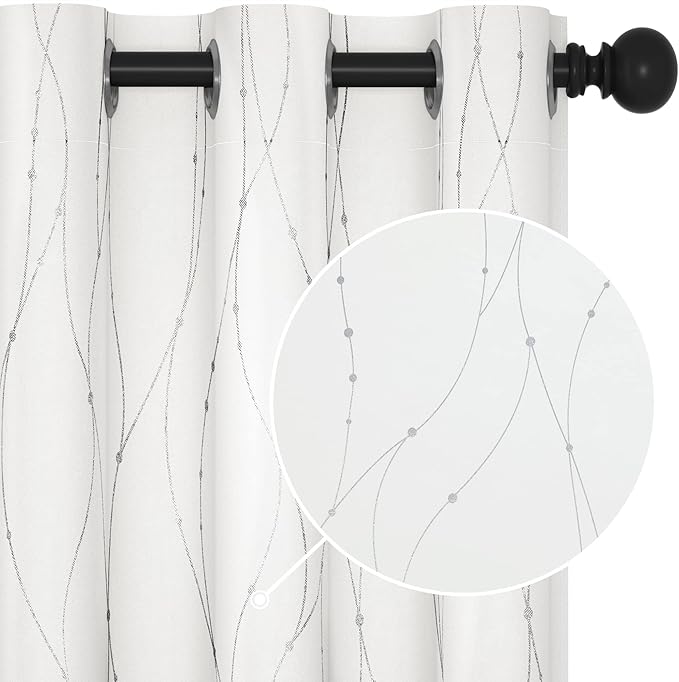 Deconovo White Curtains 63 Inches Long, Room Darkening Curtain, Thermal by Deconovo