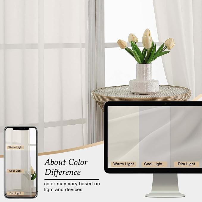 Extra Long Sheer Ivory Curtains - Image 7